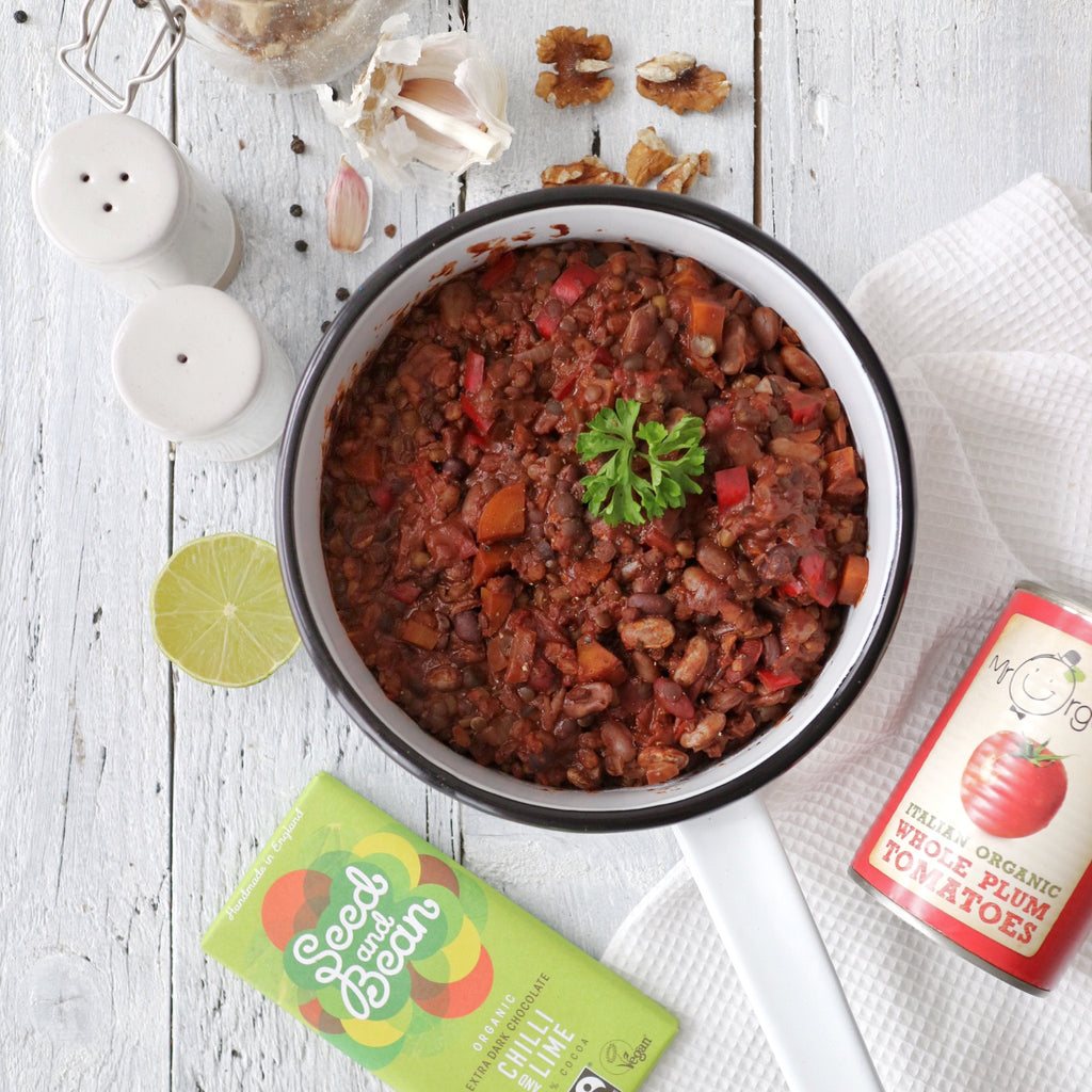 Bean Chilli with Walnuts & Chocolate