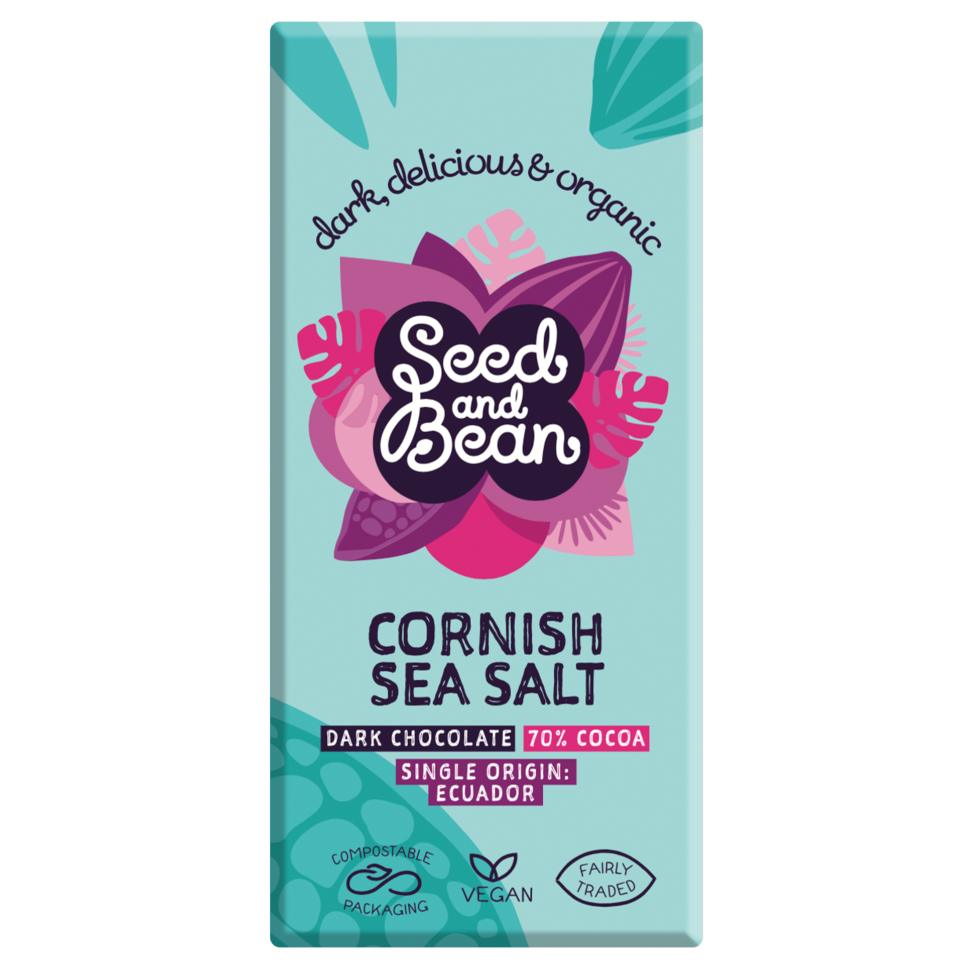 Cornish Sea Salt Extra Dark Chocolate 75g Bar (70% Cocoa)